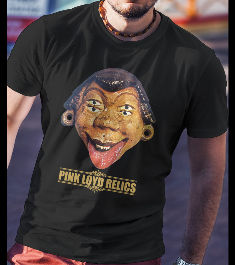 Pink Loyd Relics Four-Eyed Statue Face With Earrings And Tongue Out T-Shirt