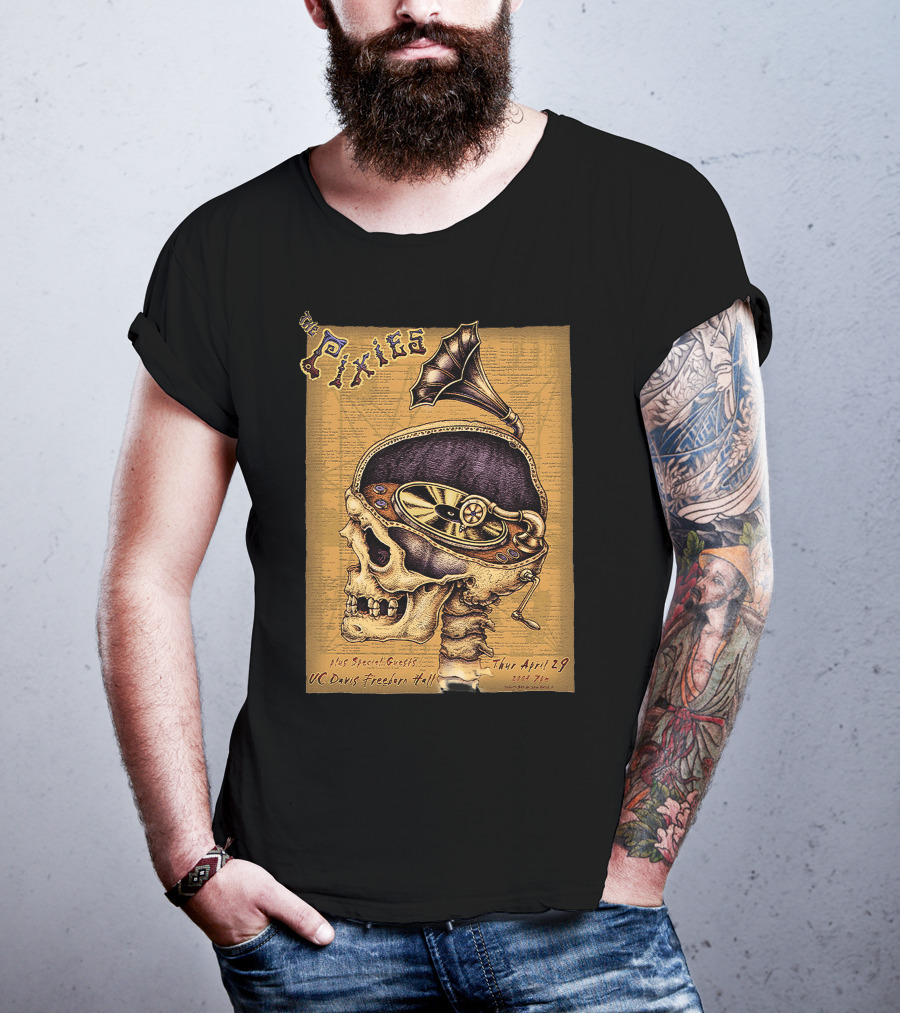 The Pixies Uc Davis Freeborn Hall April 29 Concert Poster Skeleton Phonograph T-Shirt