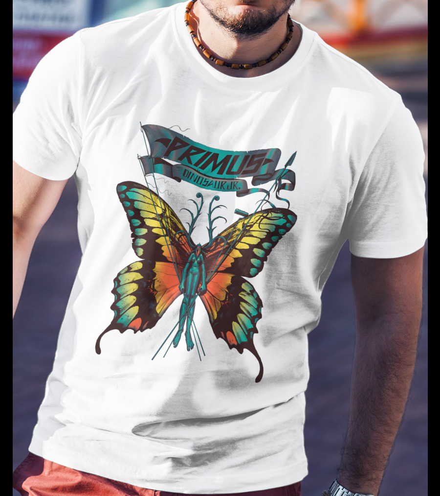 Primus With Dinosaur Jr Butterfly Artwork T-Shirt