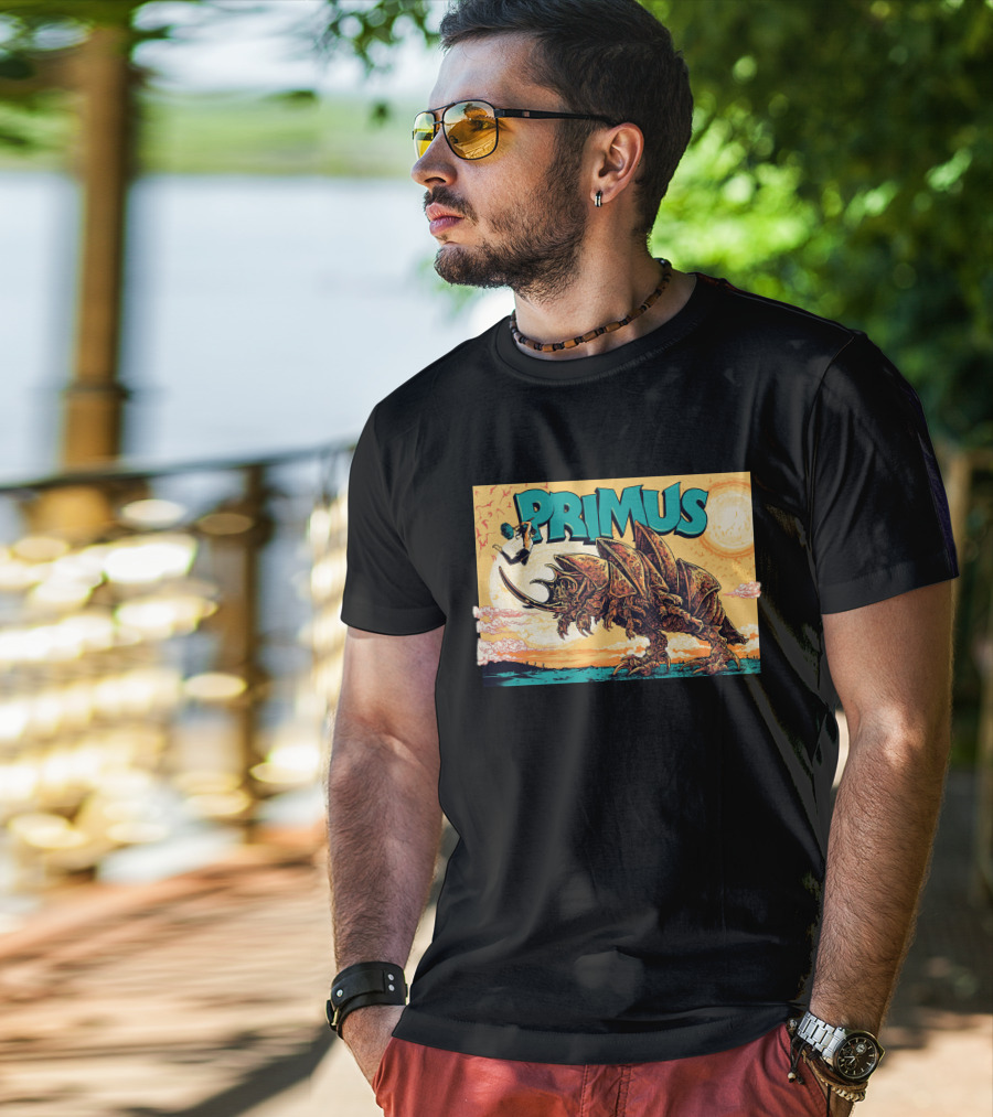 Primus Giant Insect Soldier With Suitcase Walking Into Sun T-Shirt