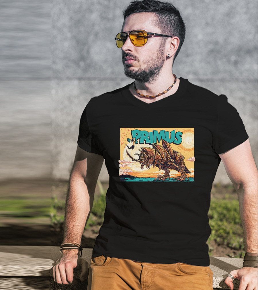 Primus Giant Insect Soldier With Suitcase Walking Into Sun T-Shirt