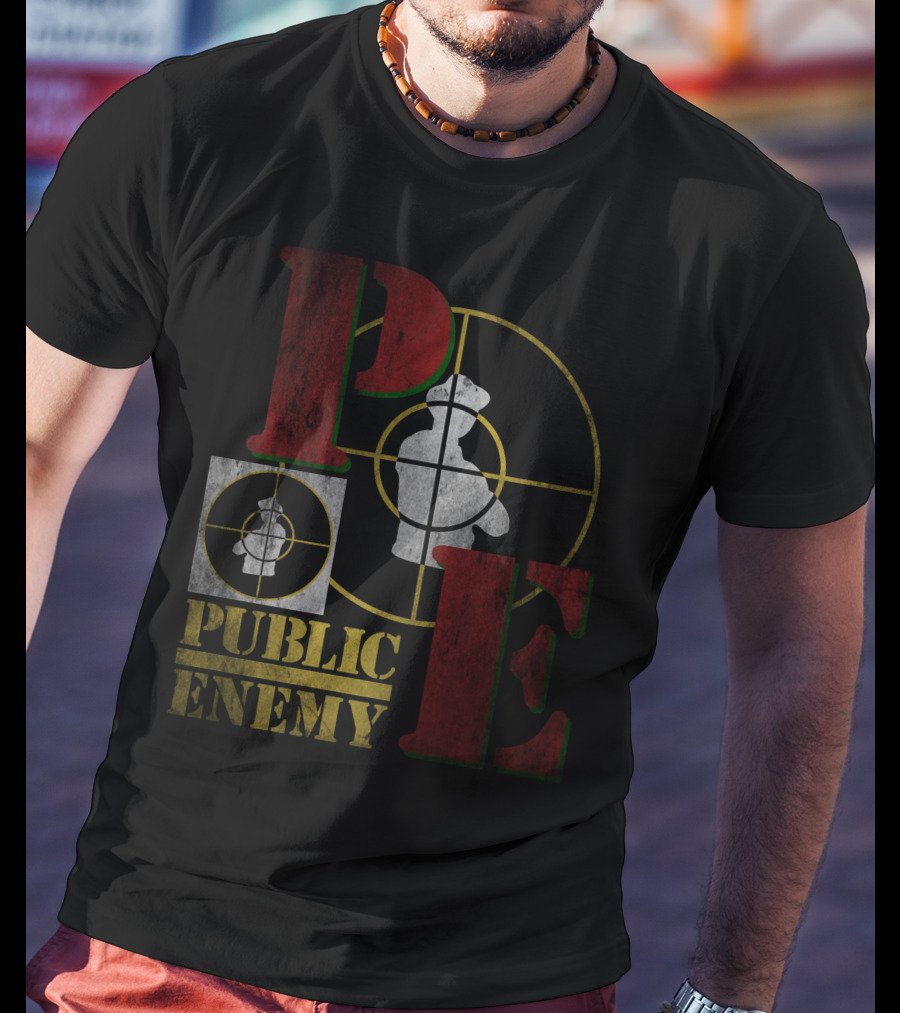 Public Enemy Logo With Target Symbol And Silhouette T-Shirt