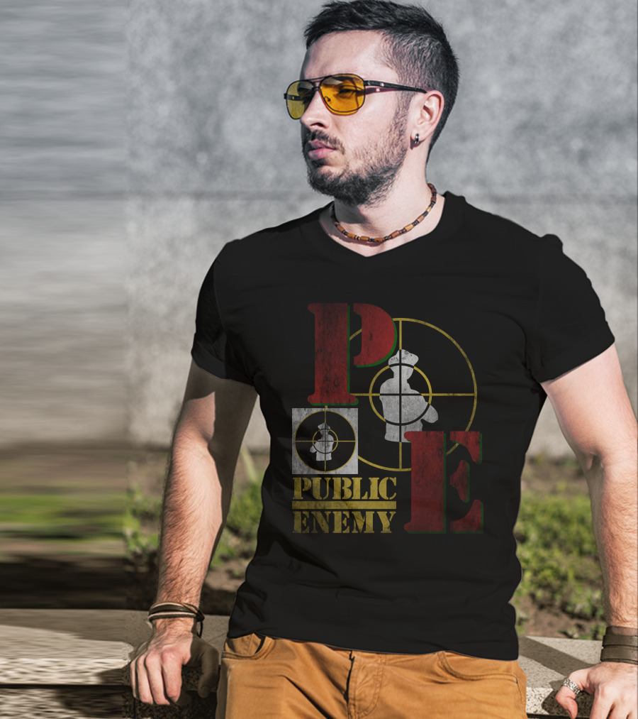 Public Enemy Logo With Target Symbol And Silhouette T-Shirt