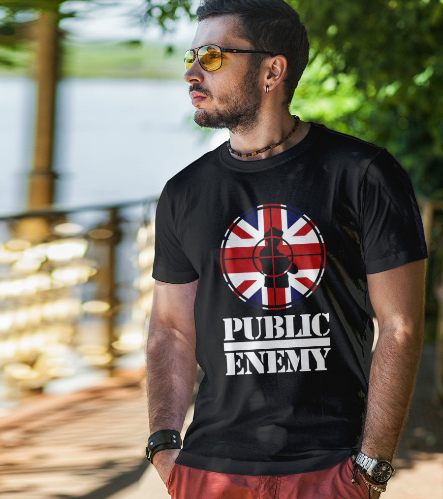 Public Enemy Target Silhouette Uk Flag T-Shirt