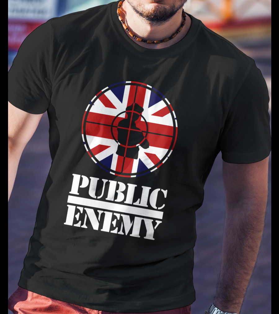 Public Enemy Target Silhouette Uk Flag T-Shirt