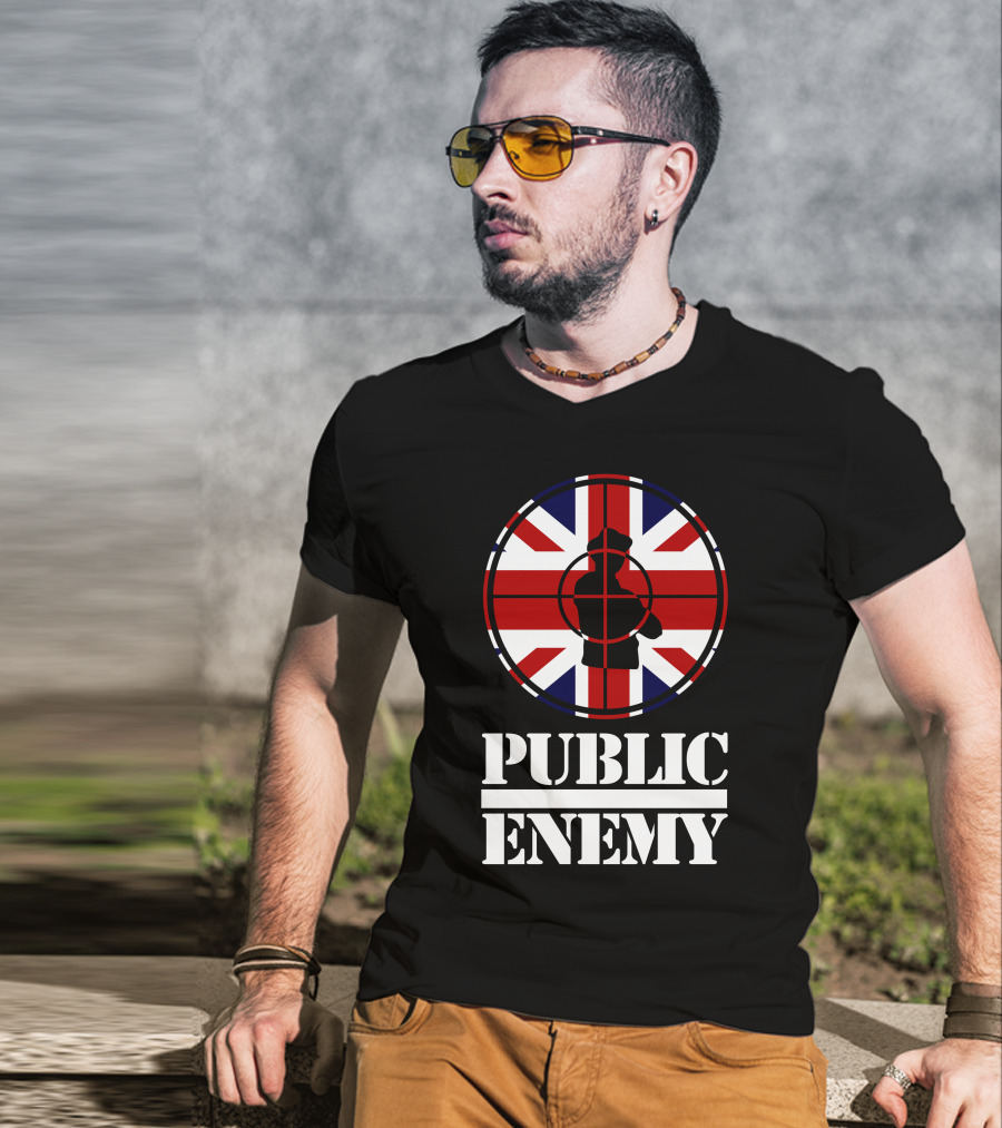 Public Enemy Target Silhouette Uk Flag T-Shirt