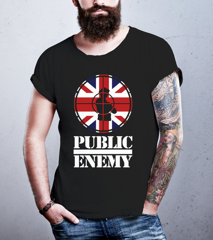 Public Enemy Target Silhouette Uk Flag T-Shirt