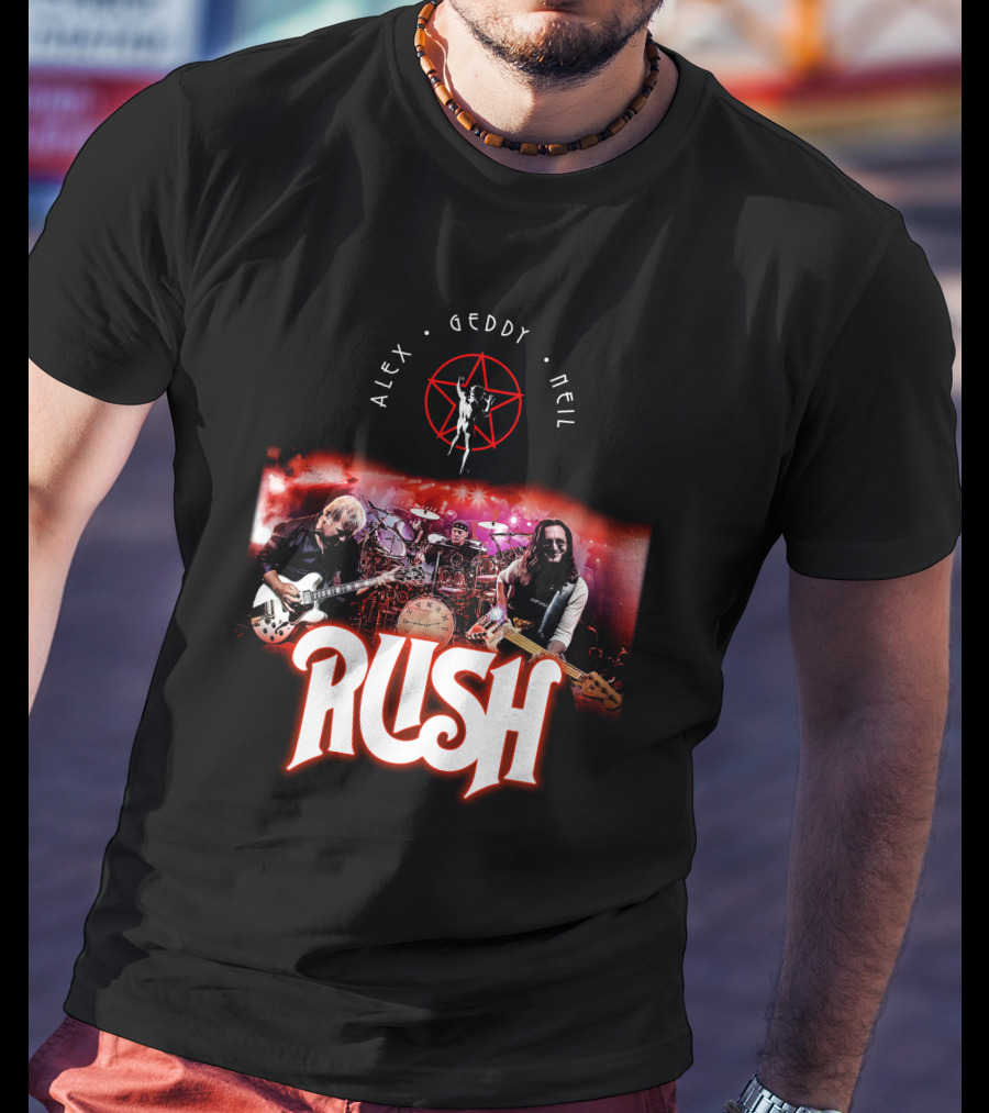 Rush Alex Geddy Neil Live Performance Iconic Band T-Shirt