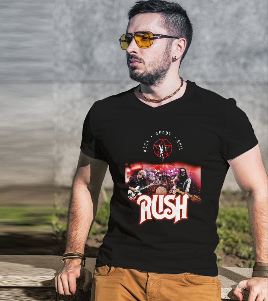 Rush Alex Geddy Neil Live Performance Iconic Band T-Shirt