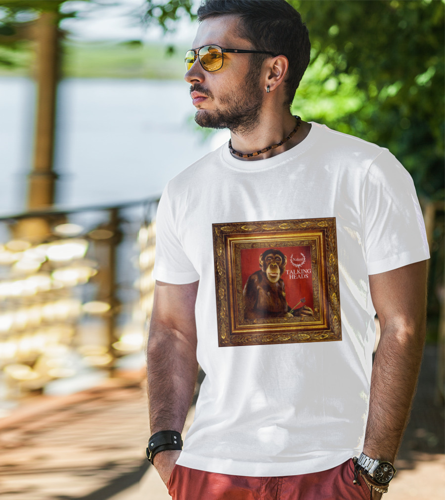 Naked Talking Heads  Chimpanzee Portrait With Crown Wreath Elements T-Shirt