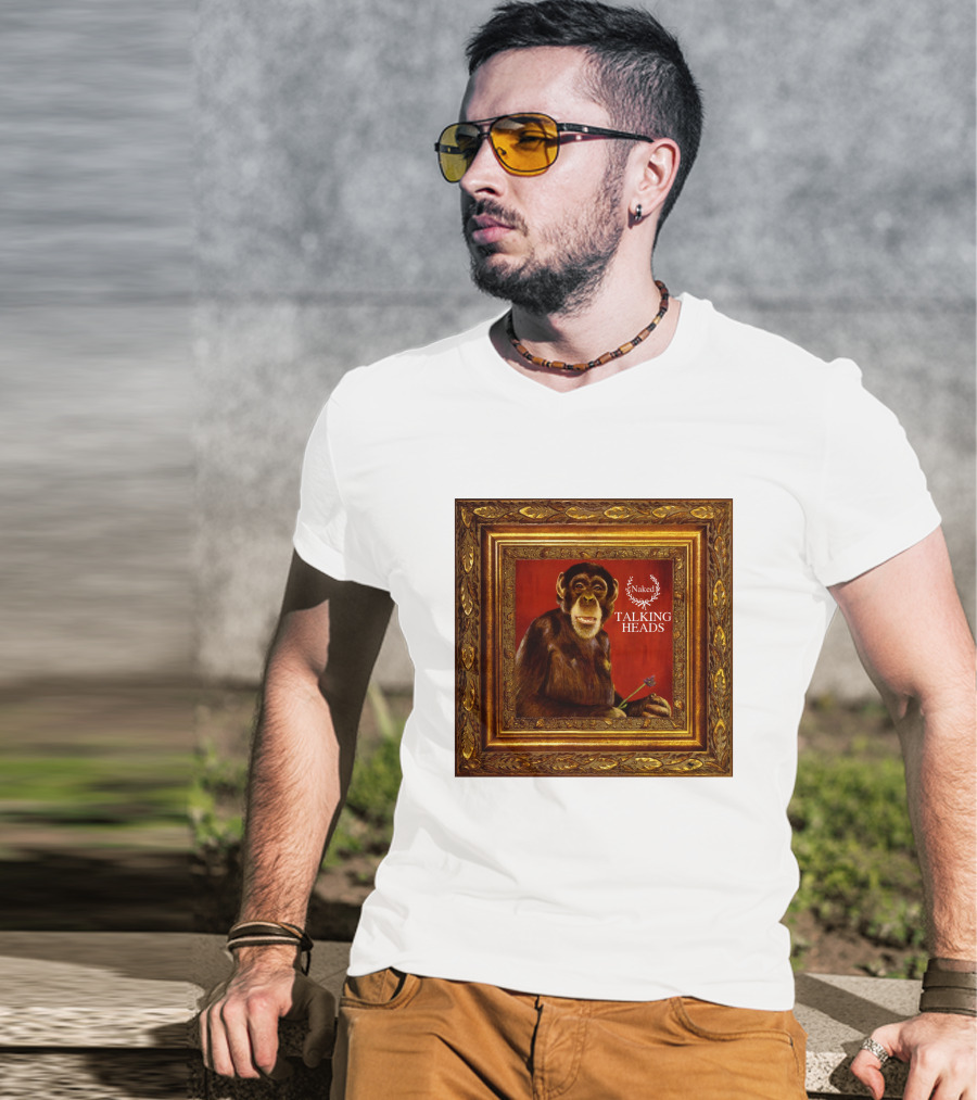 Naked Talking Heads  Chimpanzee Portrait With Crown Wreath Elements T-Shirt