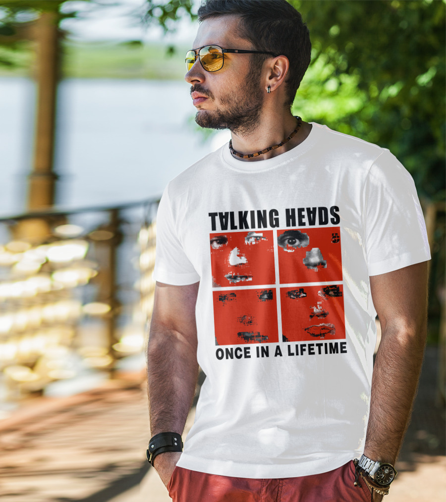 Talking Heads Once In A Lifetime Faces Red Squares T-Shirt