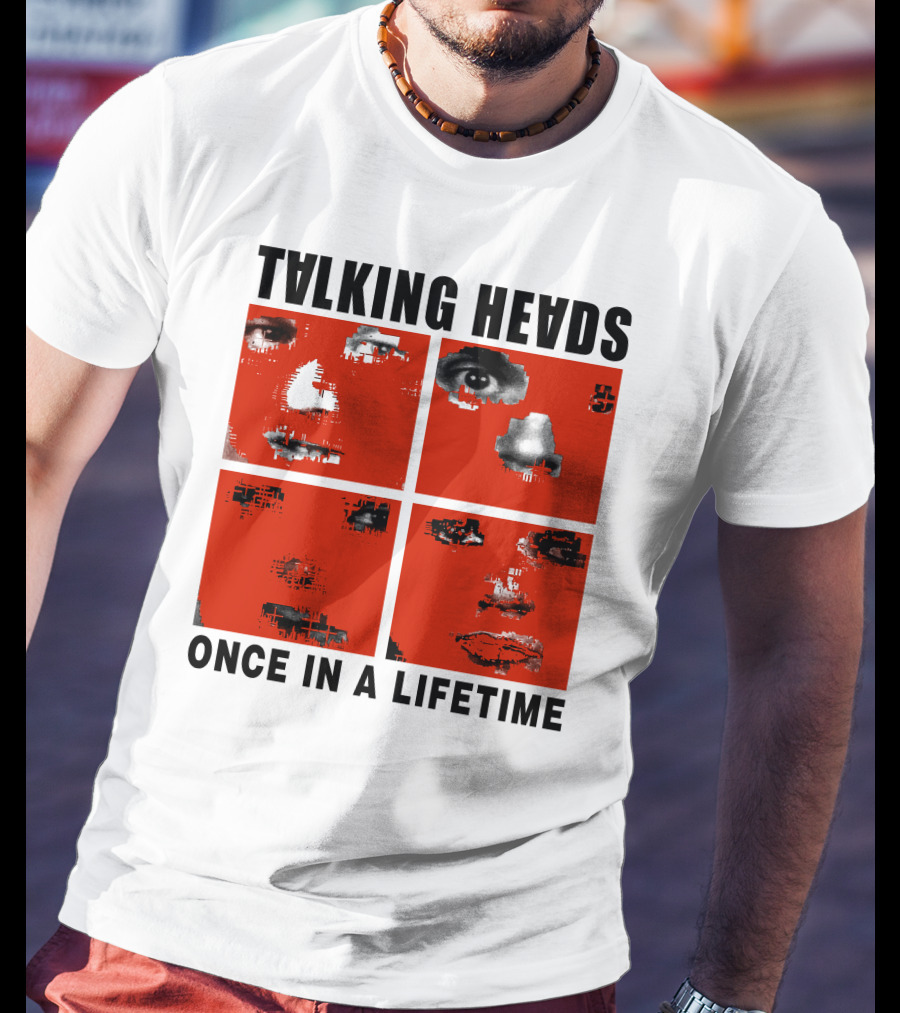Talking Heads Once In A Lifetime Faces Red Squares T-Shirt