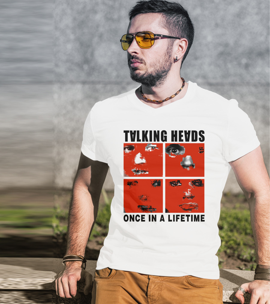 Talking Heads Once In A Lifetime Faces Red Squares T-Shirt