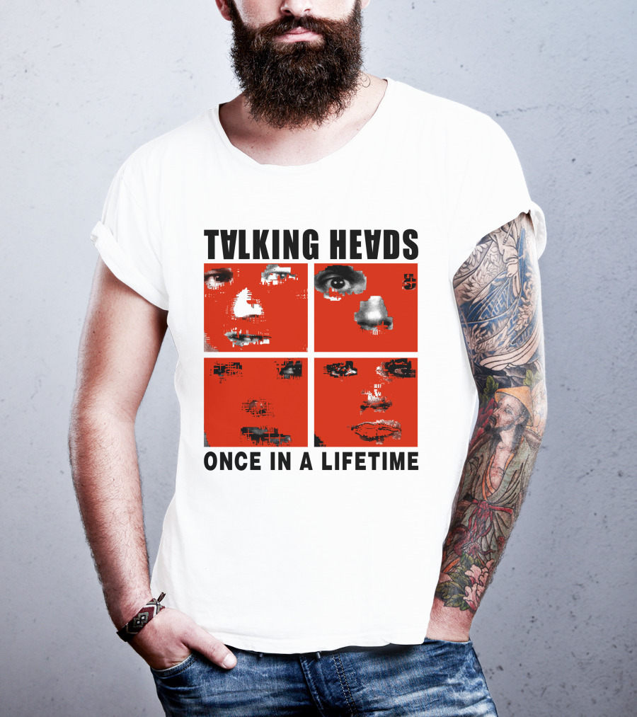 Talking Heads Once In A Lifetime Faces Red Squares T-Shirt
