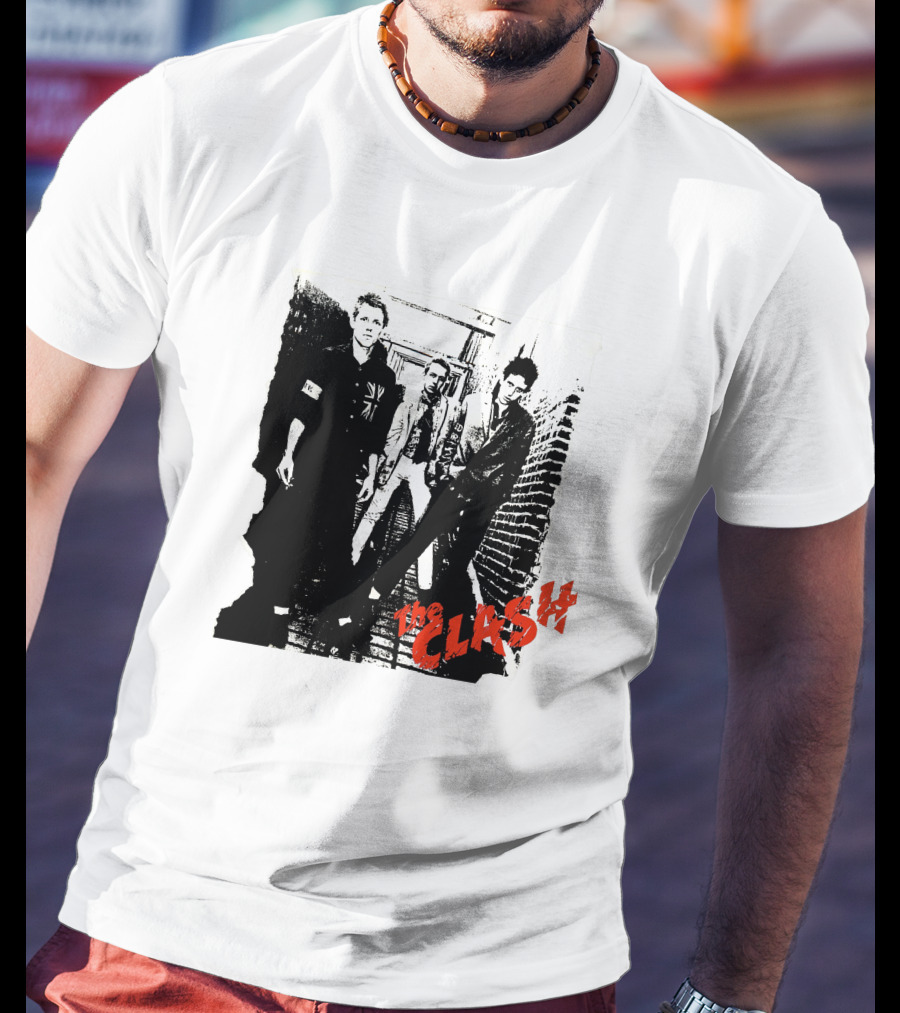 The Clash Punk Band Graphic With Union Jack Patch T-Shirt