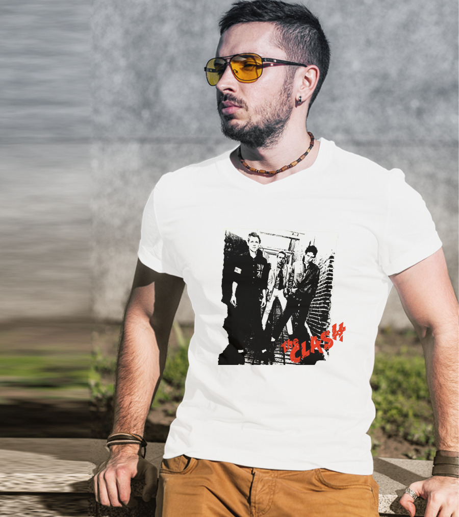 The Clash Punk Band Graphic With Union Jack Patch T-Shirt
