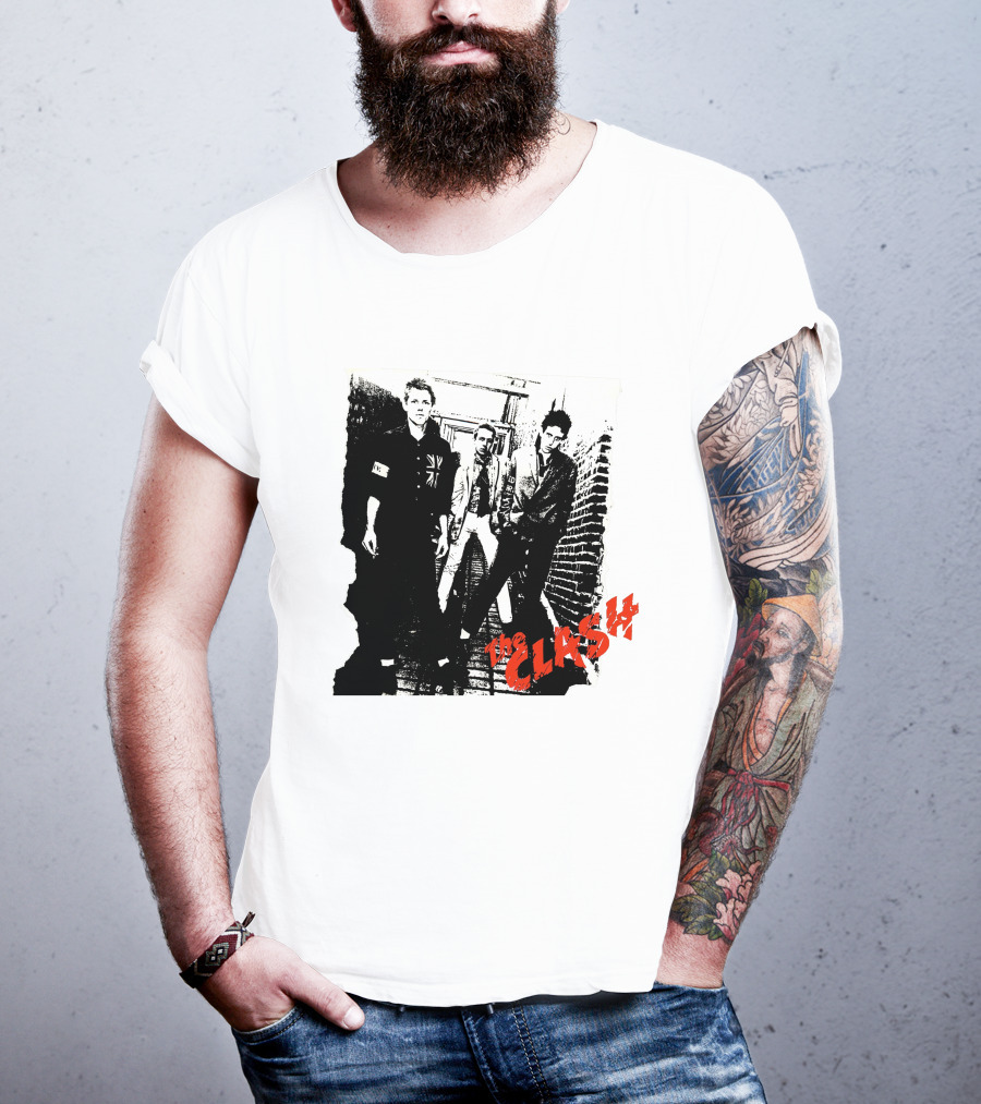 The Clash Punk Band Graphic With Union Jack Patch T-Shirt