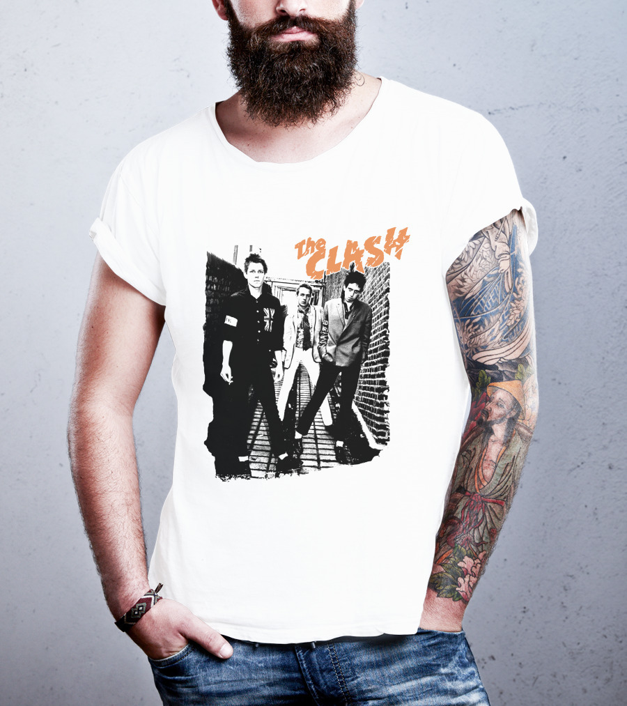 The Clash Black And White Alley Photo Band Members T-Shirt