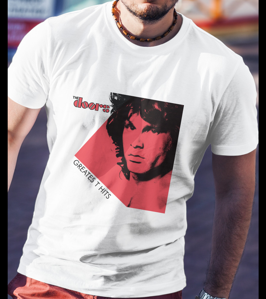 The Doors Greatest Hits Jim Morrison Red And Black T-Shirt