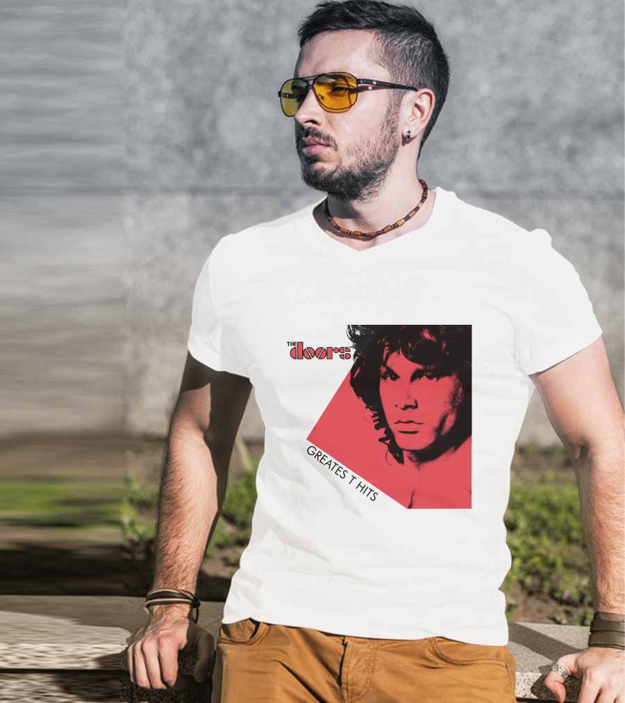 The Doors Greatest Hits Jim Morrison Red And Black T-Shirt