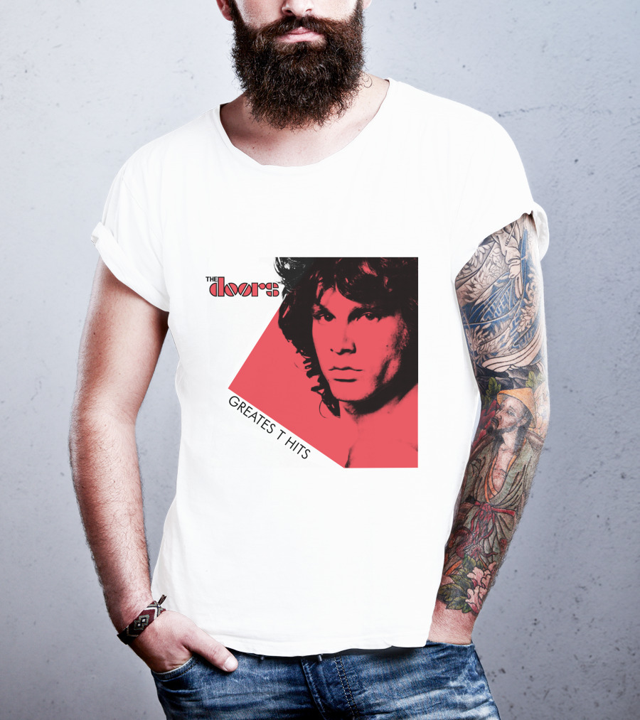 The Doors Greatest Hits Jim Morrison Red And Black T-Shirt