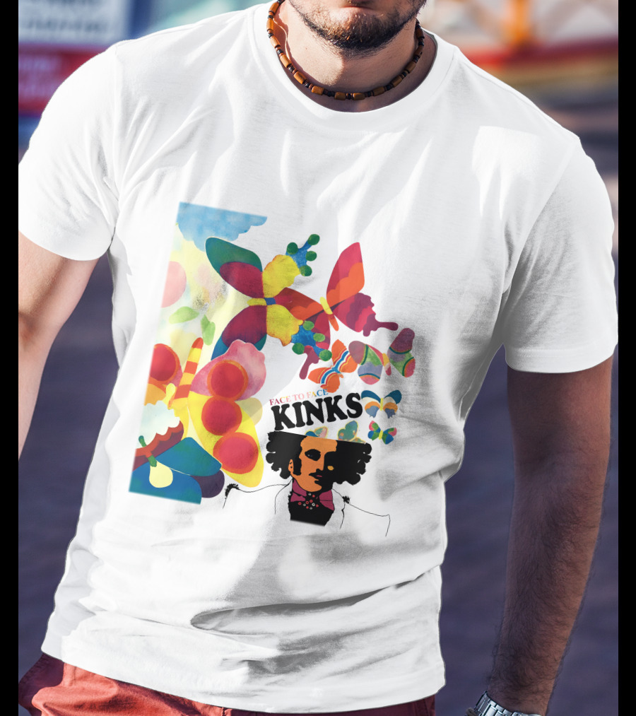 Kinks Face To Face 60S Psychedelic Butterfly Album Cover T-Shirt