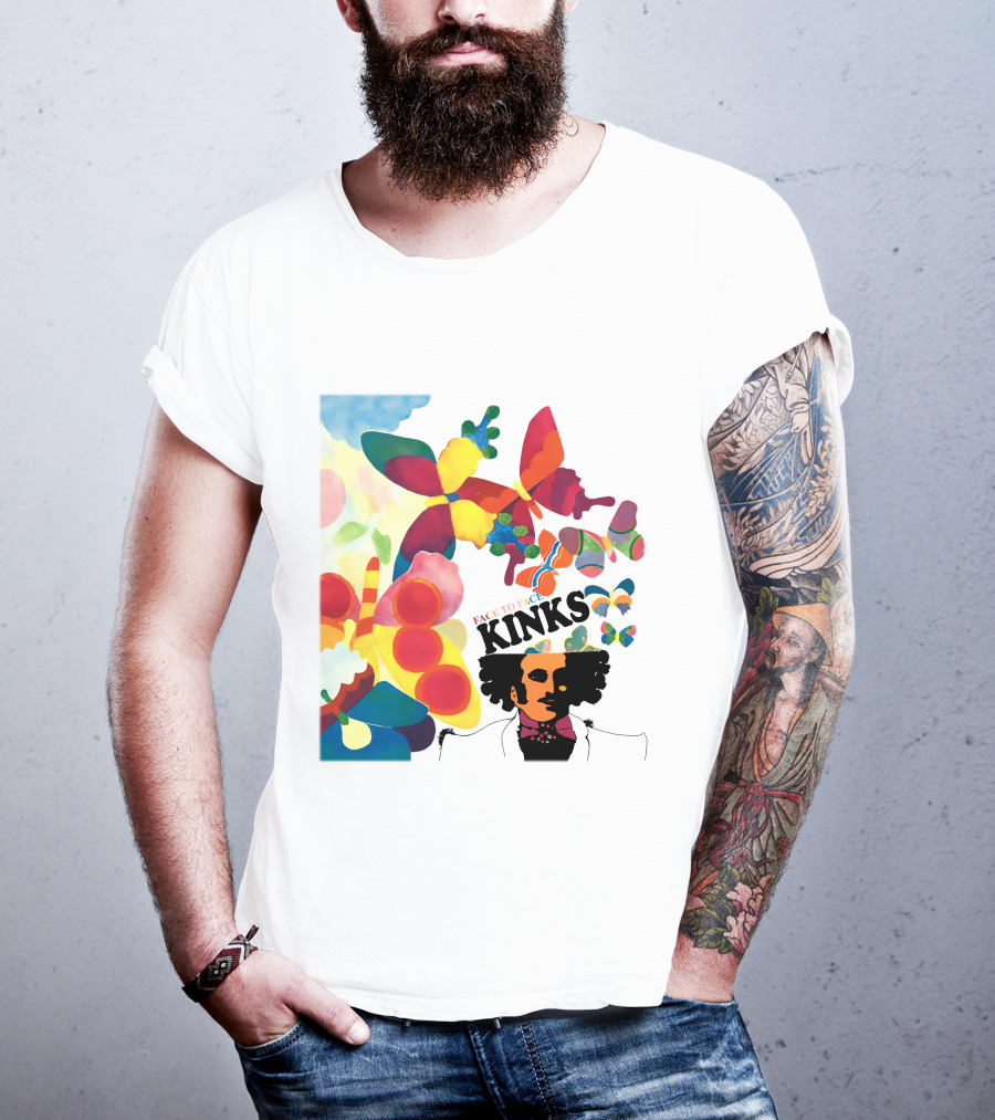 Kinks Face To Face 60S Psychedelic Butterfly Album Cover T-Shirt