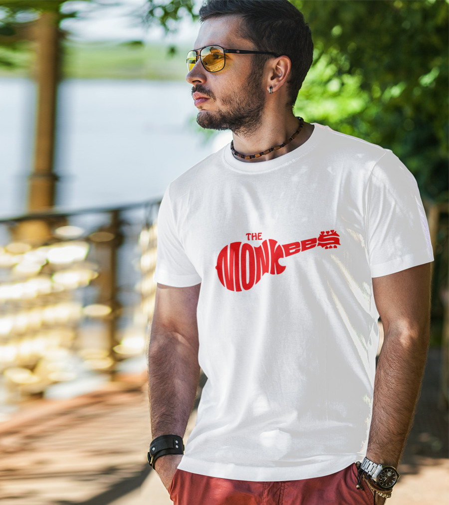 The Monkees Logo Guitar Shape Red T-Shirt