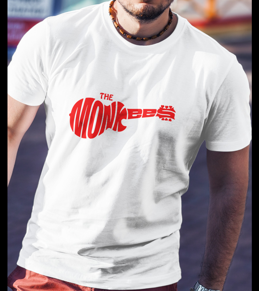 The Monkees Logo Guitar Shape Red T-Shirt