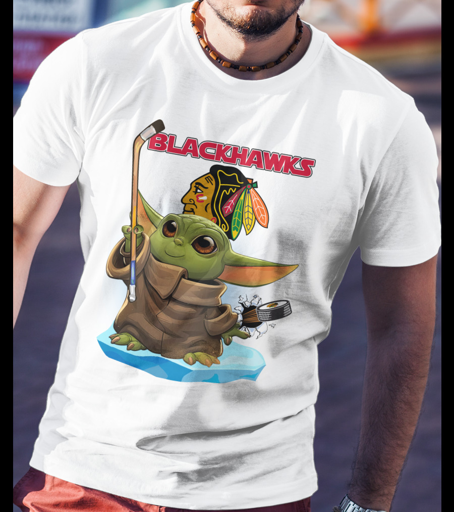 Baby Yoda Blackhawks Hockey T-Shirt