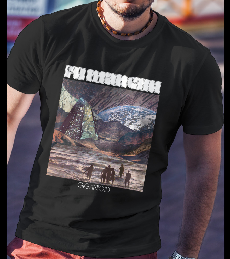 Fu Manchu Gigantoid Beach Pyramid Earth Scene T-Shirt