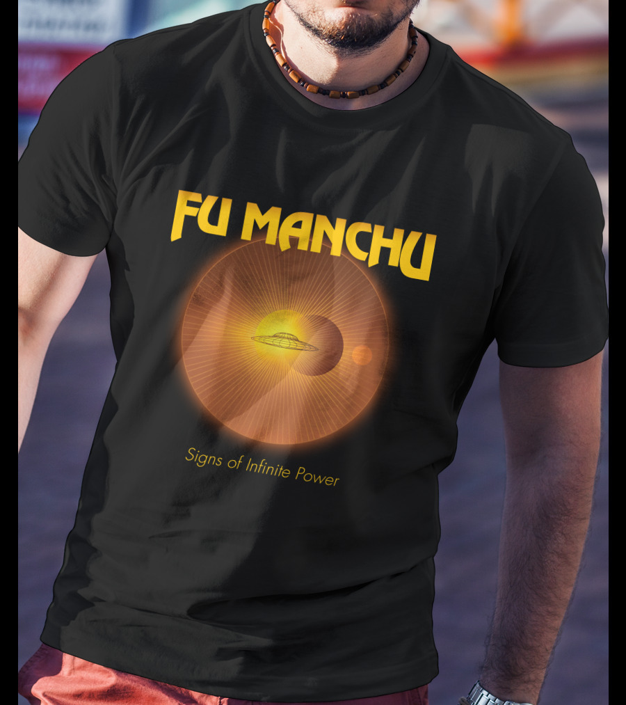 Fu Manchu Signs Of Infinite Power Ufo Solar Eclipse Rings T-Shirt