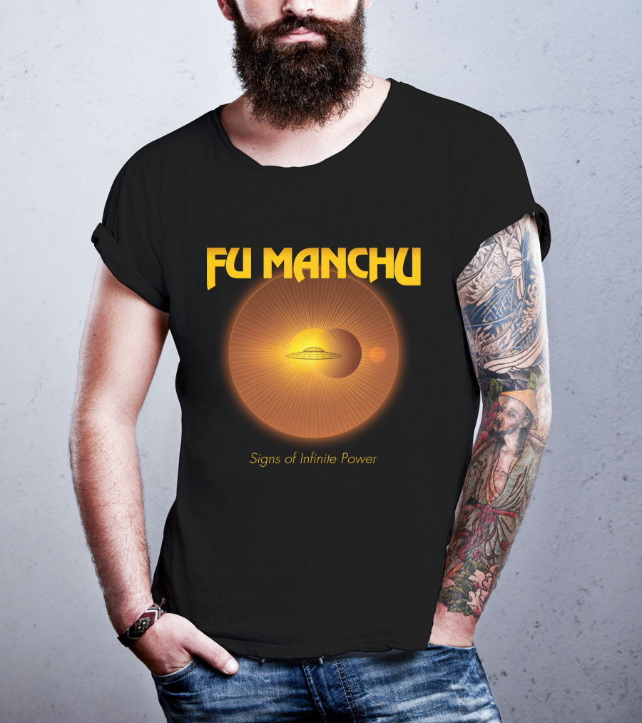 Fu Manchu Signs Of Infinite Power Ufo Solar Eclipse Rings T-Shirt