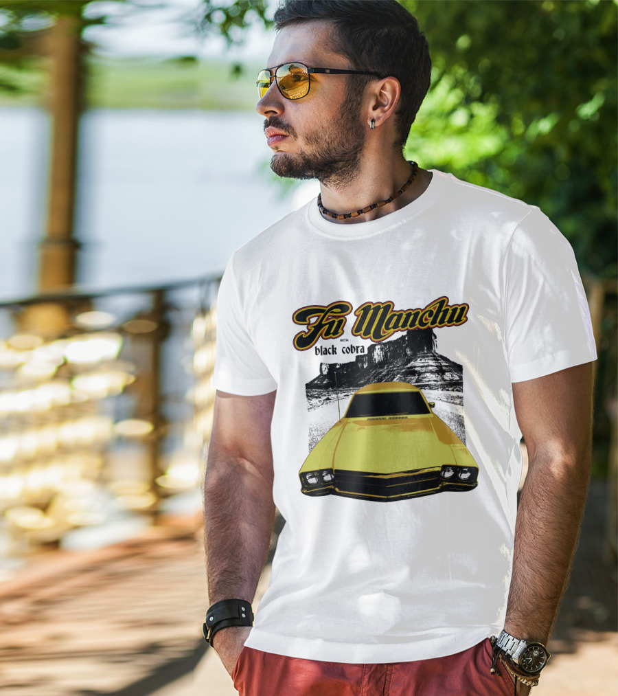 Fu Manchu With Black Cobra Desert Car Scene T-Shirt
