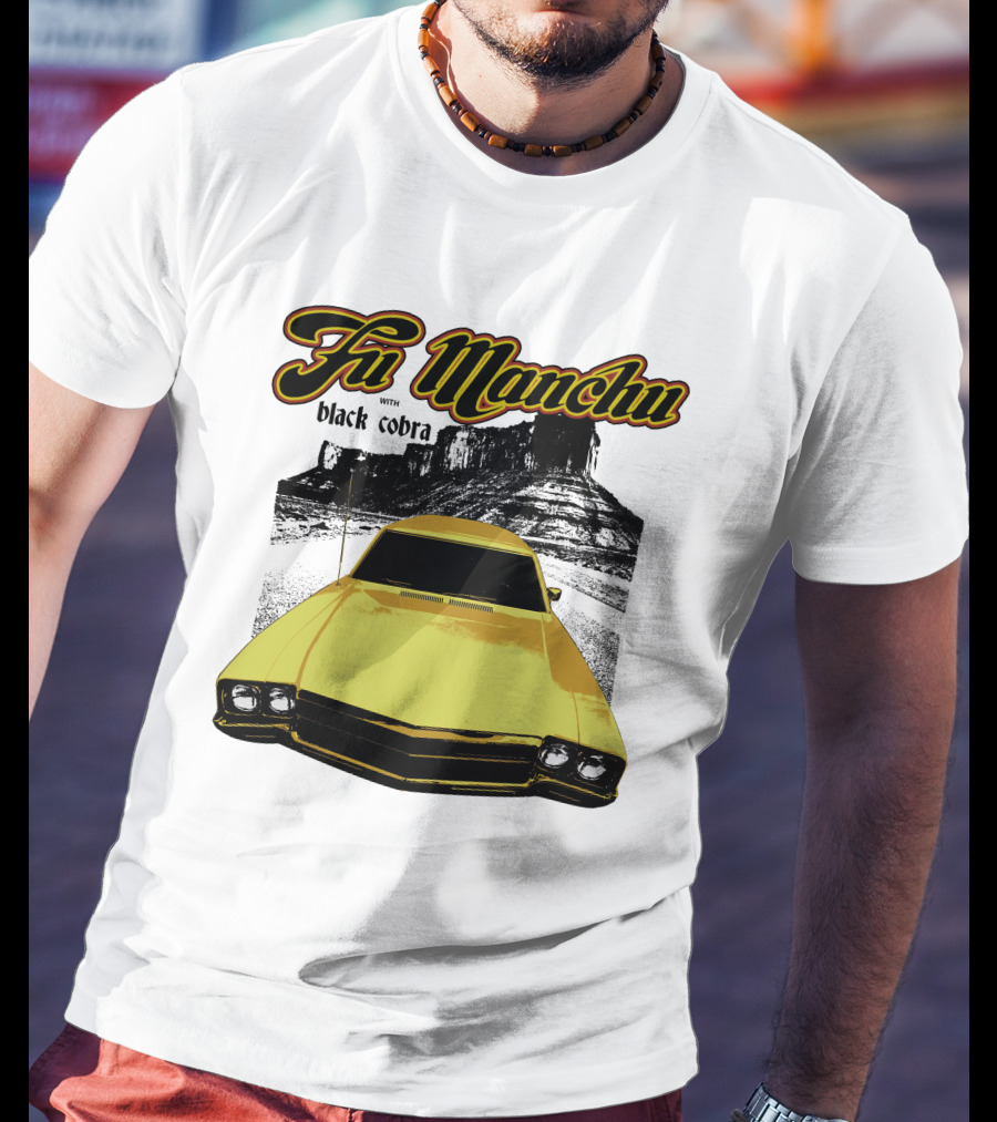 Fu Manchu With Black Cobra Desert Car Scene T-Shirt