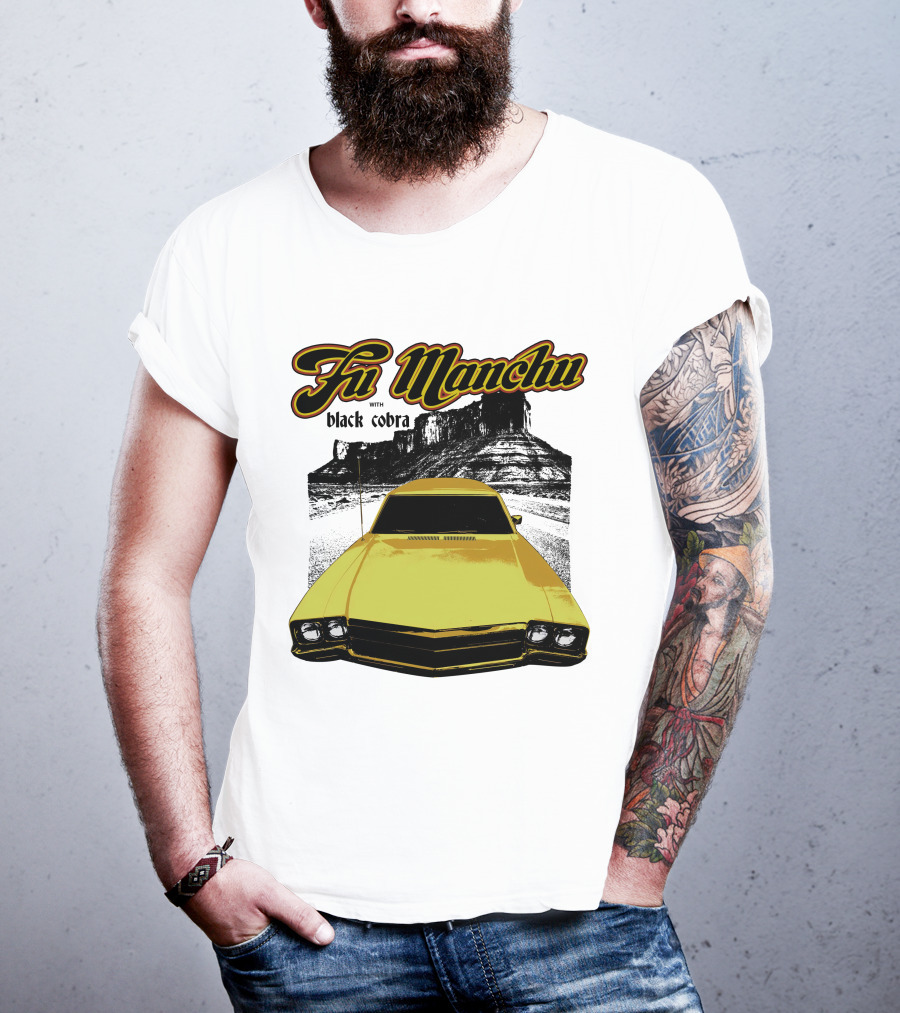 Fu Manchu With Black Cobra Desert Car Scene T-Shirt