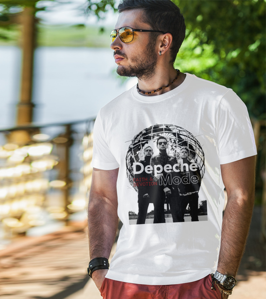 Depeche Mode Faith And Devotion Iconic Band Members In Front Of Unisphere T-Shirt