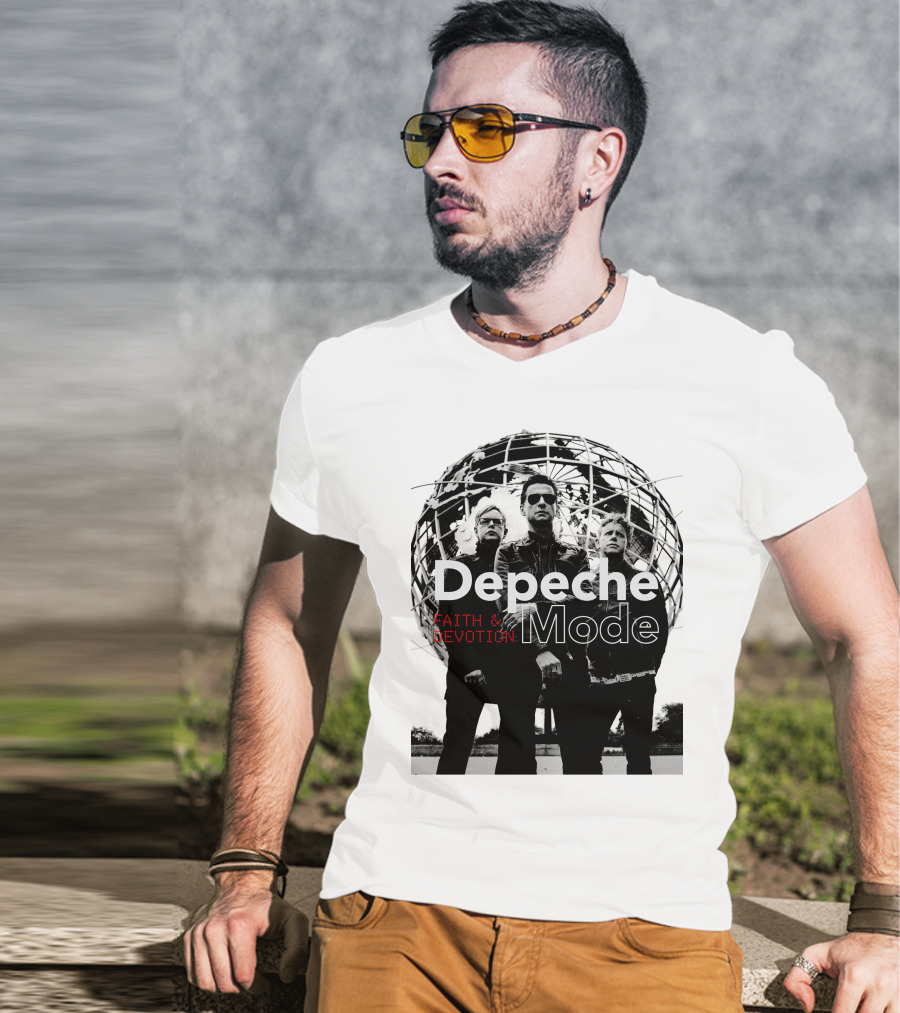 Depeche Mode Faith And Devotion Iconic Band Members In Front Of Unisphere T-Shirt