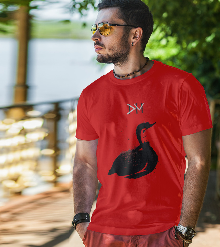 Dpm Swan Graphic On Red T-Shirt