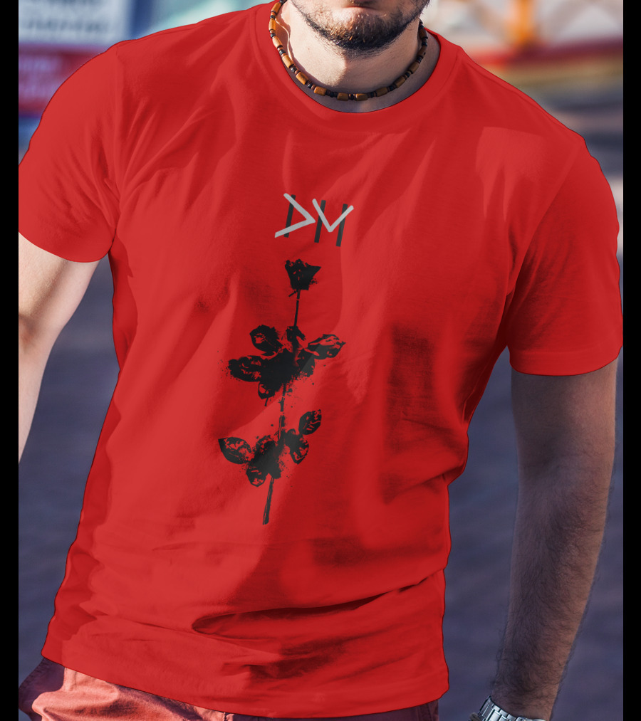 Dpm 46 Black Rose Graphic On Red T-Shirt