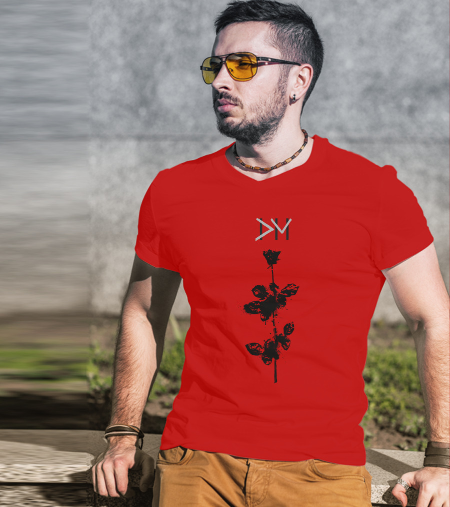 Dpm 46 Black Rose Graphic On Red T-Shirt