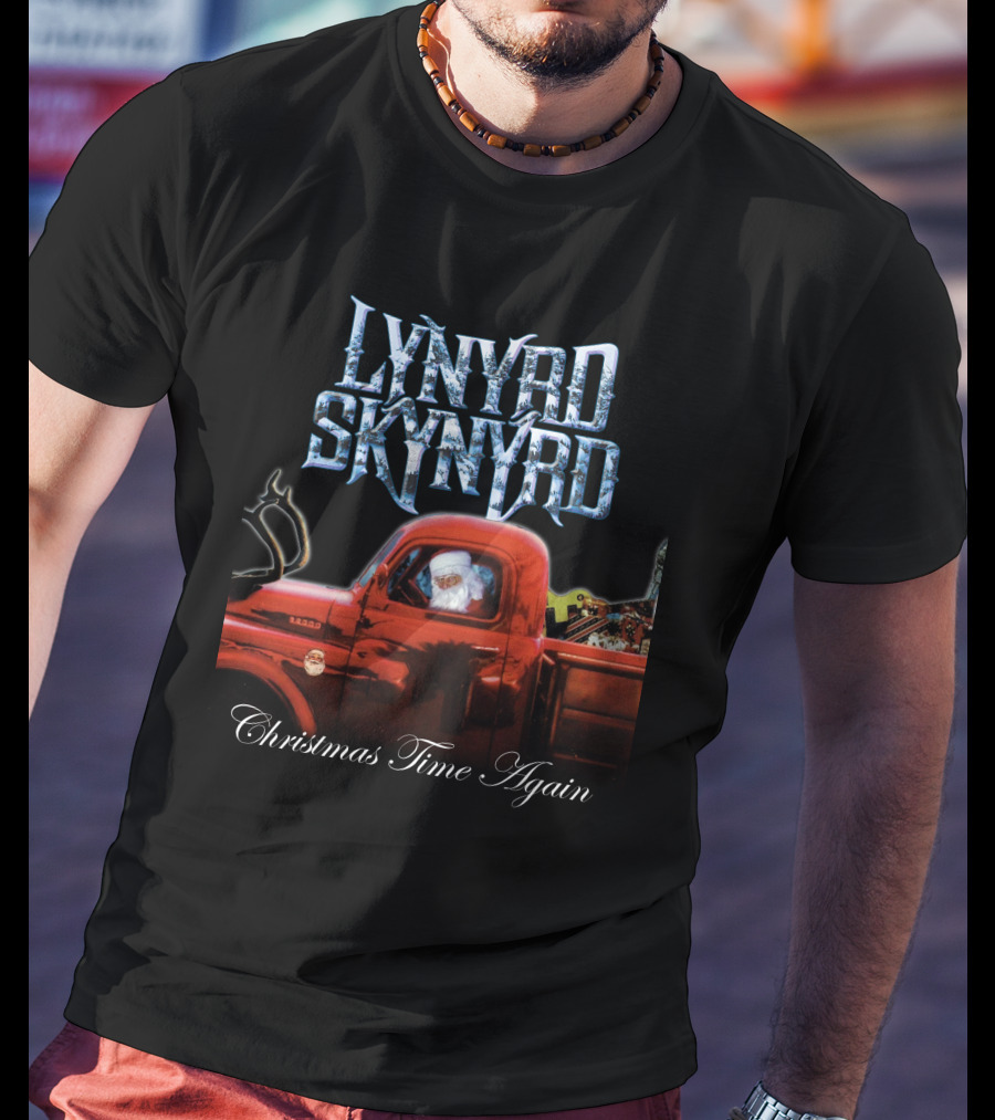 Lynyrd Skynyrd Christmas Time Again Santa In Red Truck T-Shirt
