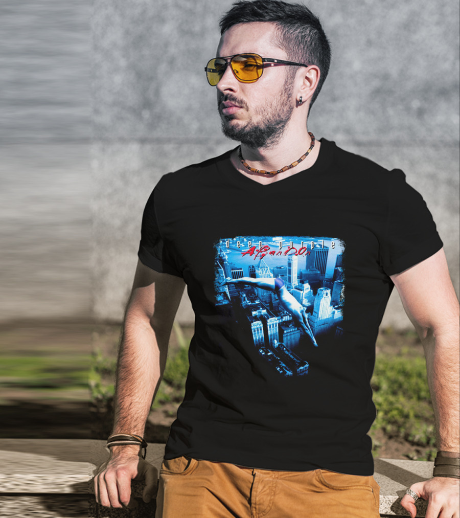 Deep Purple Abandon Diver Over Cityscape T-Shirt