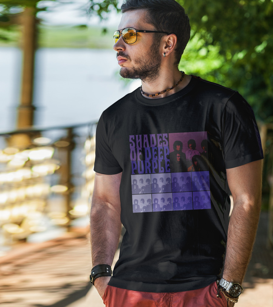 Shades Of Deep Purple Band Photo Collage T-Shirt