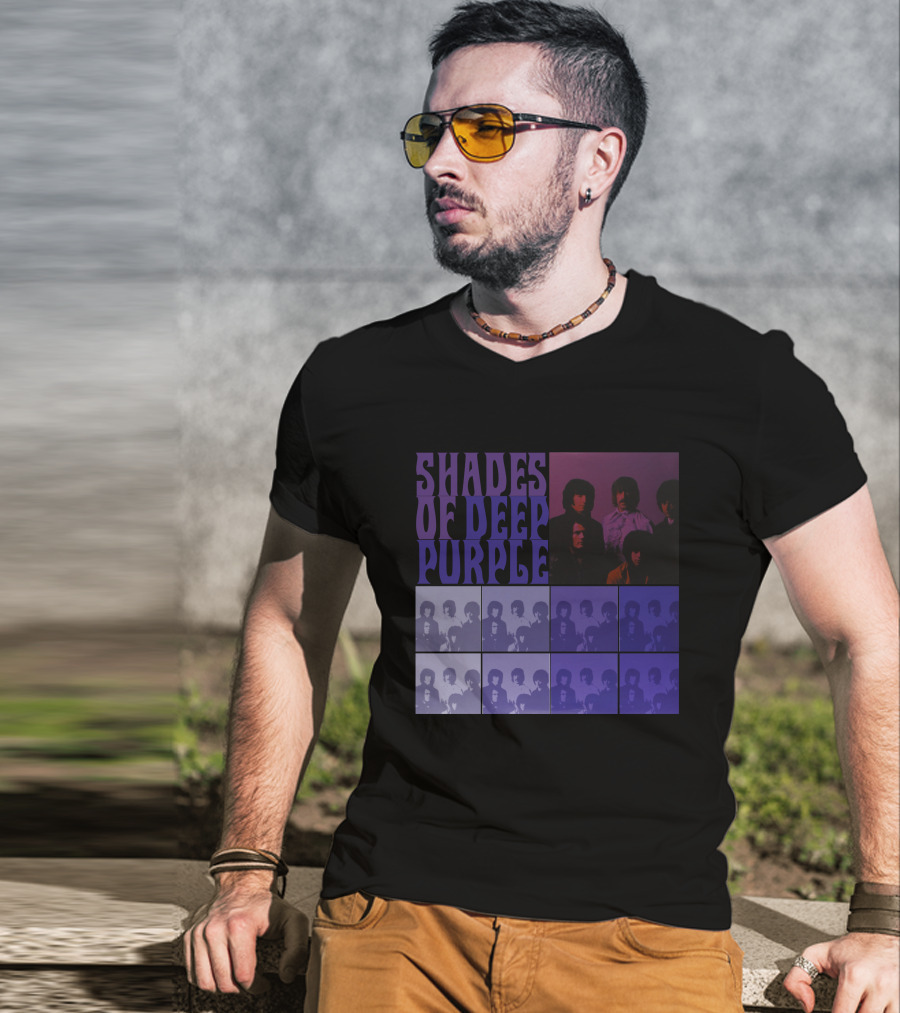 Shades Of Deep Purple Band Photo Collage T-Shirt