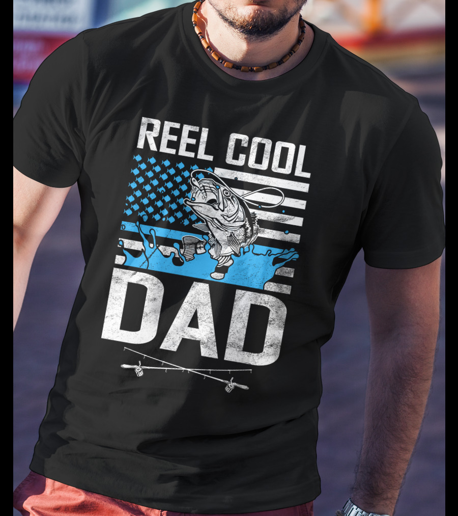 Reel Cool Dad American Flag Fish T-Shirt