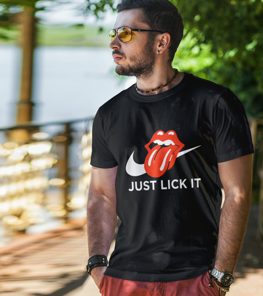 Rolling Lips Logo Just Lick It Swoosh T-Shirt