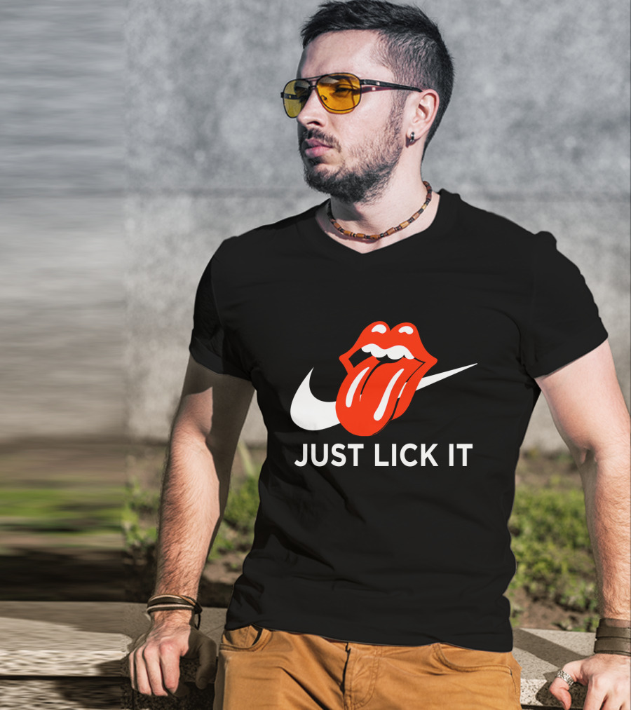 Rolling Lips Logo Just Lick It Swoosh T-Shirt