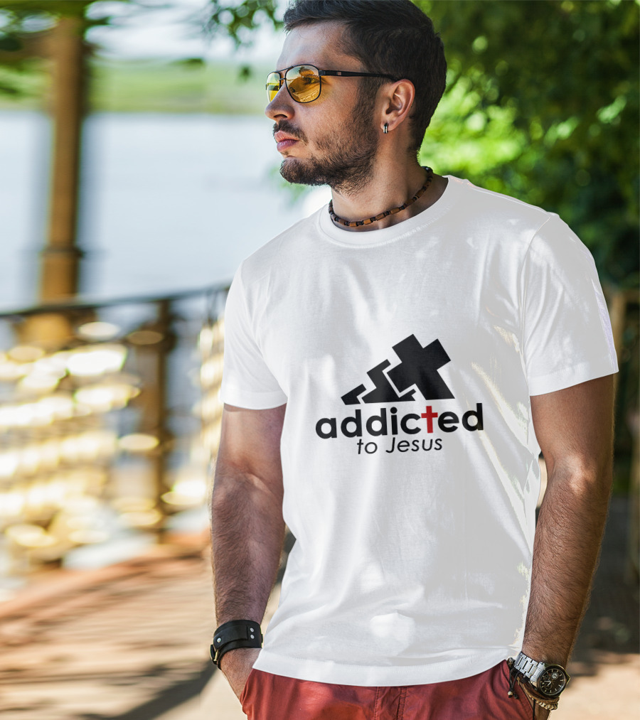 Addicted To Jesus Christian Faith Cross T-Shirt